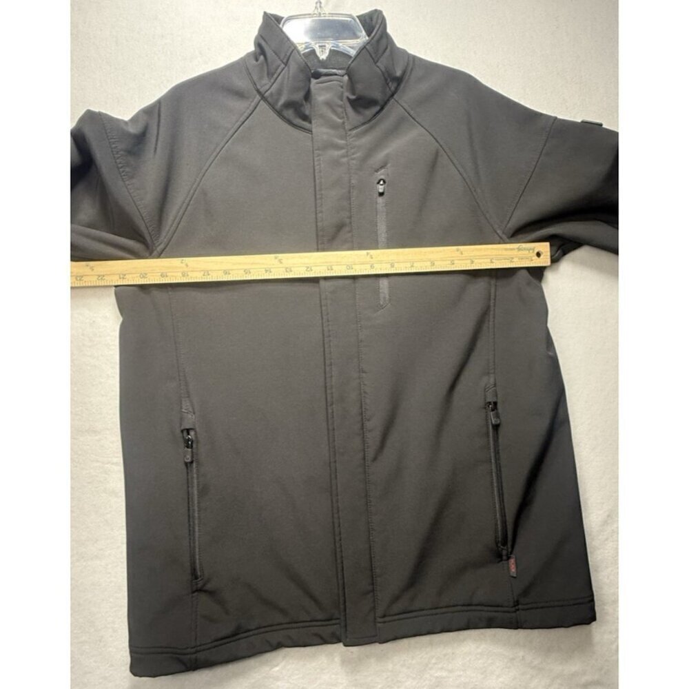 Tech By Tumi Men's Softshell Zip Jacket Black Sz M Zippered Pockets Windbreaker - Picture 8 of 10